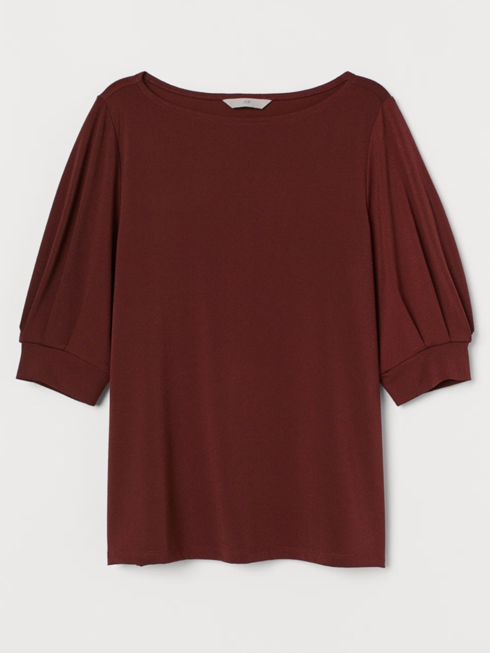 H&M Brown Short Puff-Sleeve Blouse